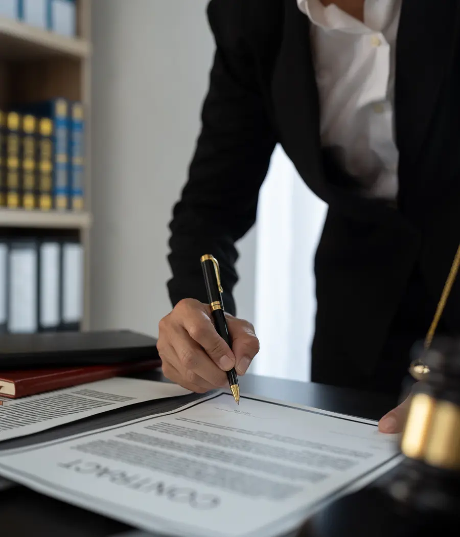 Notary stamping a document